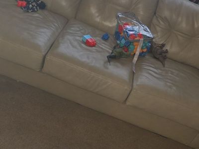 Beige Leather Sofa