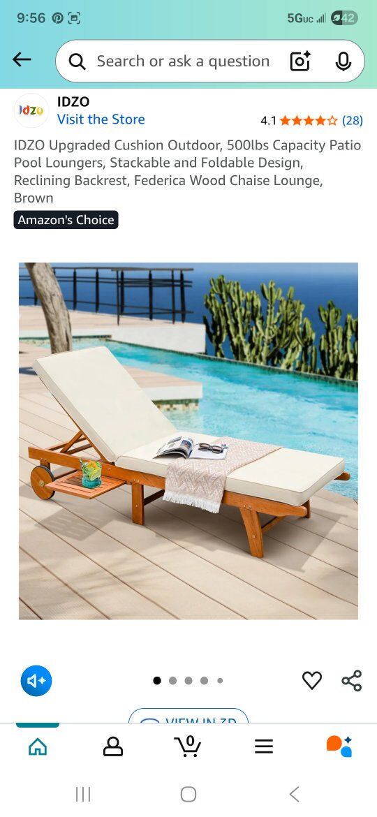 IDZO wood chaise lounge with cushion