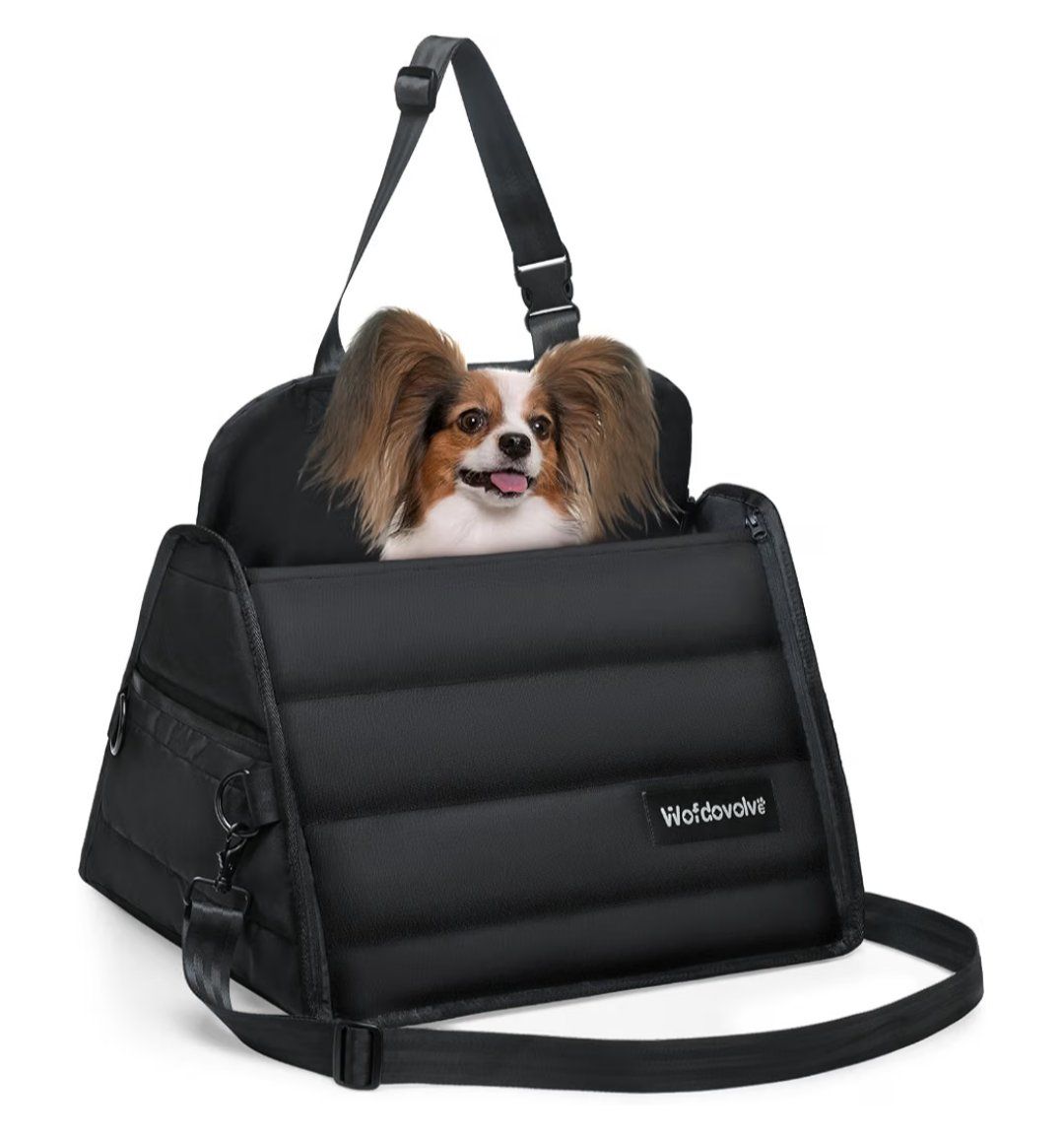 Wofdovolve Dog Car Seat with 2 Sotrage pockets for small Dogs cats under 30lbs