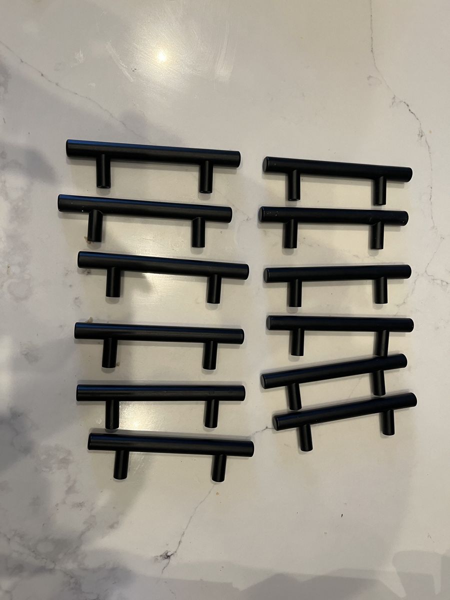 Lot of 55 Black Cabinet Pulls/Handles - T-Bar Style, 3" Hole Spacing