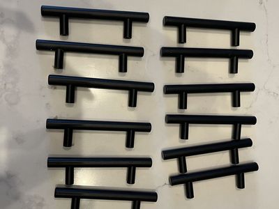 Lot of 55 Black Cabinet Pulls/Handles - T-Bar Style, 3" Hole Spacing