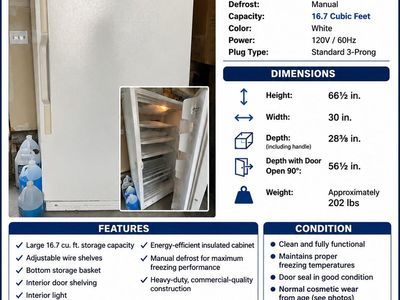Amana Upright Deep Freezer - White - Great Working Condition
