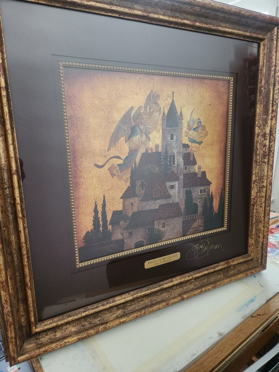 James Christensen custom framed art, Angels Of My Village. Limited edition signed and numbered (342/650) 