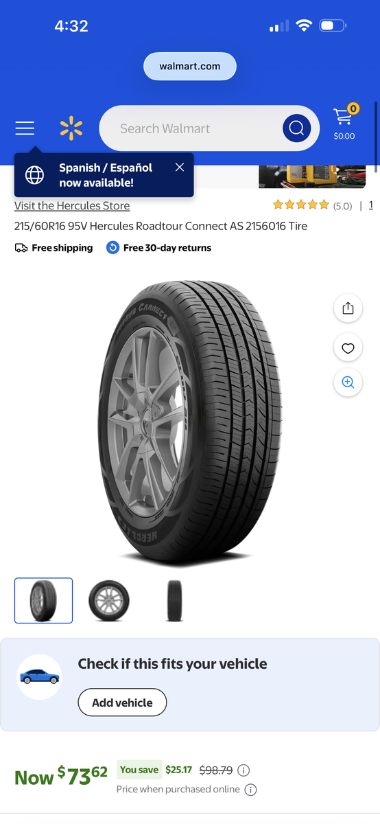 Set of 2 Hercules Roadtour Connect Tires Brand new 215 / 60 r 16