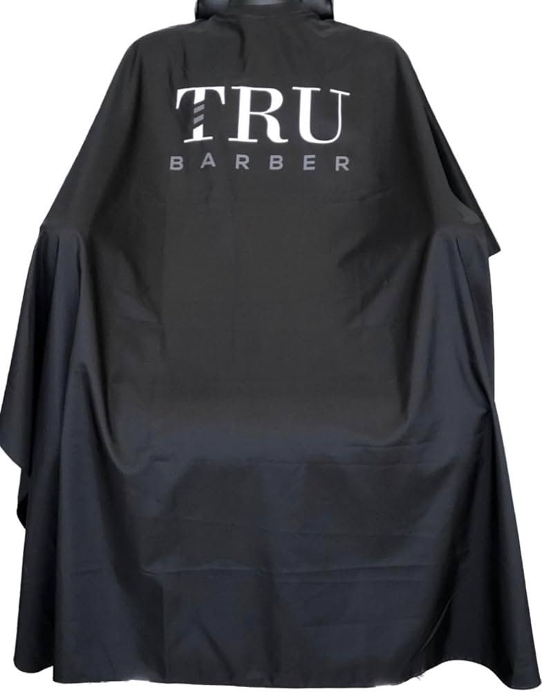TRU BARBER Professional Barber Cape - Black, 50 x 58 Inches, 100% Polyester