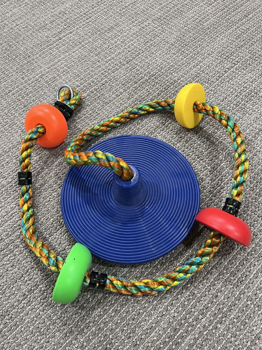Kids Outdoor Tree Swing Seat with Climbing Rope & Platform Disc - Multi-Color