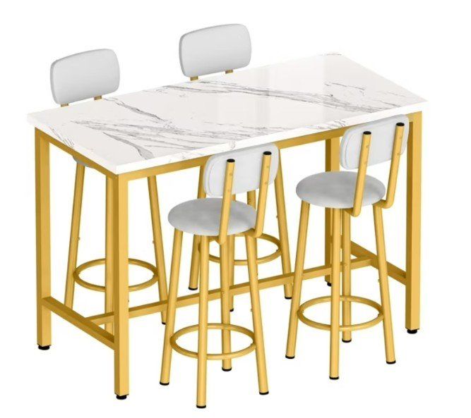 NEW Lamerge Dining Table and Bar Stools Set for 4