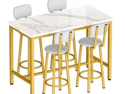 NEW Lamerge Dining Table and Bar Stools Set for 4