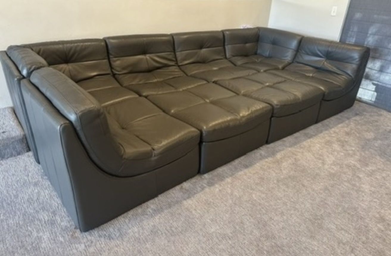 Gray Leather Sectional