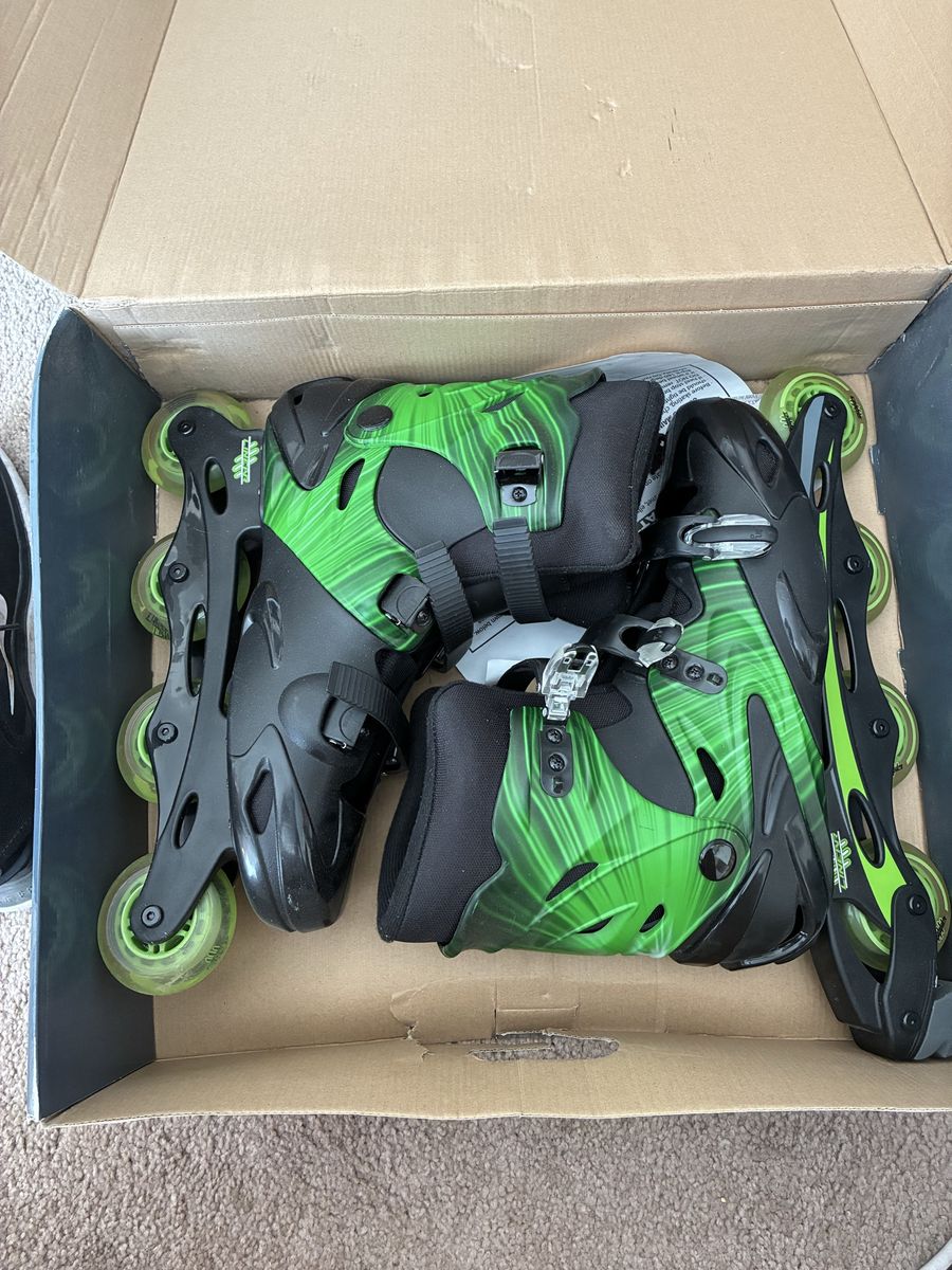 Linear Inline Skates Adult Green/Black - Adjustable Sizing SIZE 15