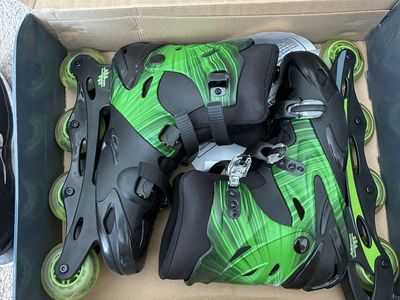 Linear Inline Skates Adult Green/Black - Adjustable Sizing SIZE 15