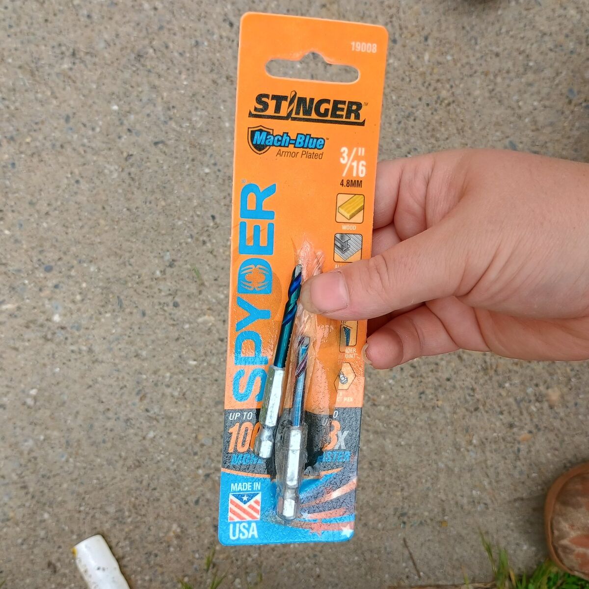 stinger Spyder Mach Blue 3/16 drill bit 2 pack