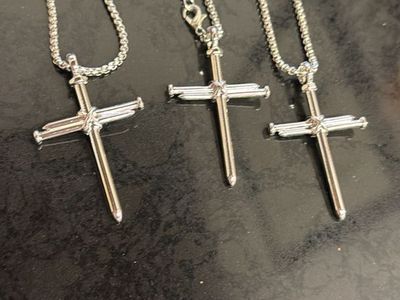 Silver-Tone Cross Necklaces - Set of 3 Chain Pendants, Religious Jewelry