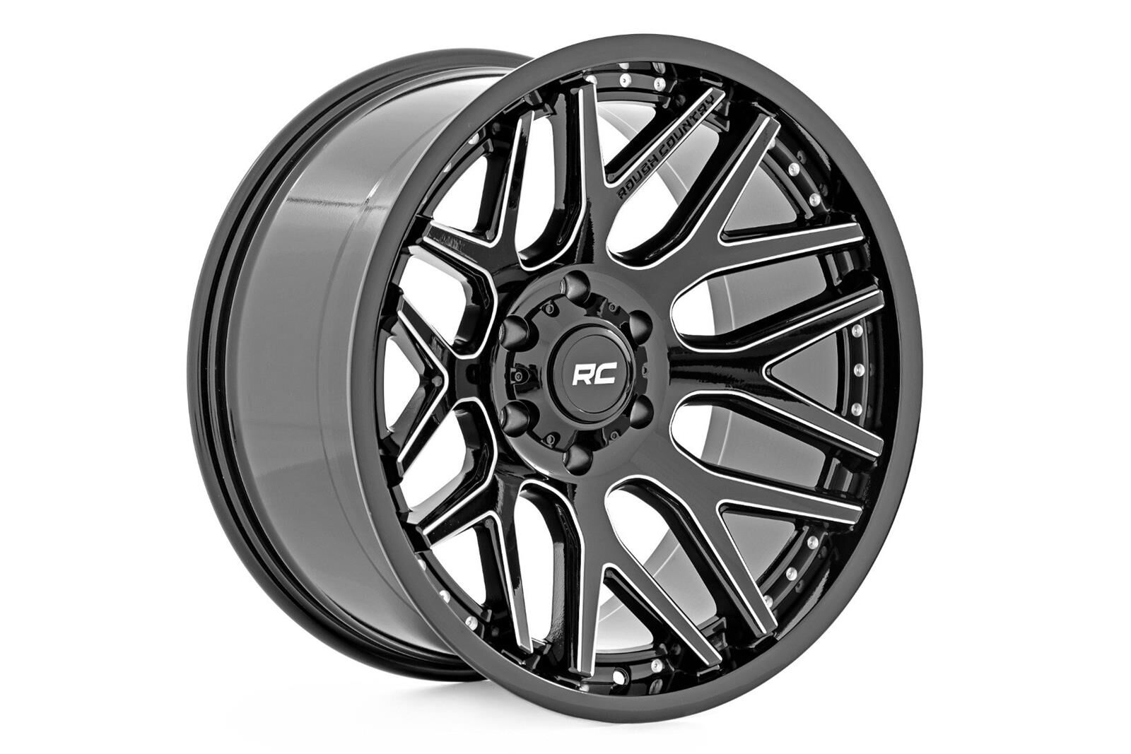 NEW Rough Country 95 Series Wheel 22x10 8x180 -19mm Black/Machined 95221006M (Qty 1)