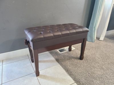 New Adjustable Piano Bench - Dark Brown Wood