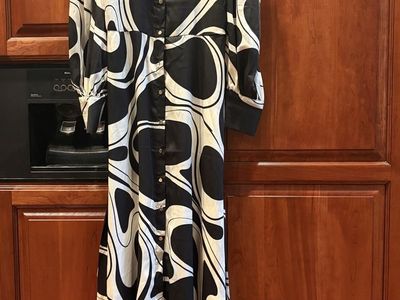 LOVE X DESIGN Black & White Abstract Swirl Long Sleeve Button Down Midi Dress from Nordstrom.