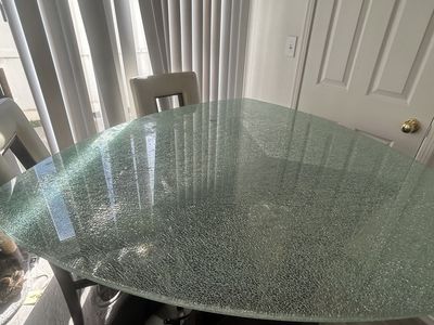 Durable Glass Crackled Dining Table
