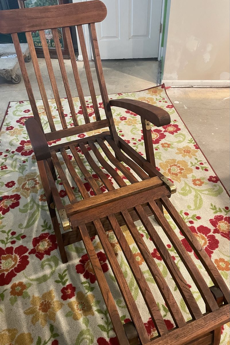 Adirondack Teak Lounger with Built-in Footrest - Classic Slatted Design