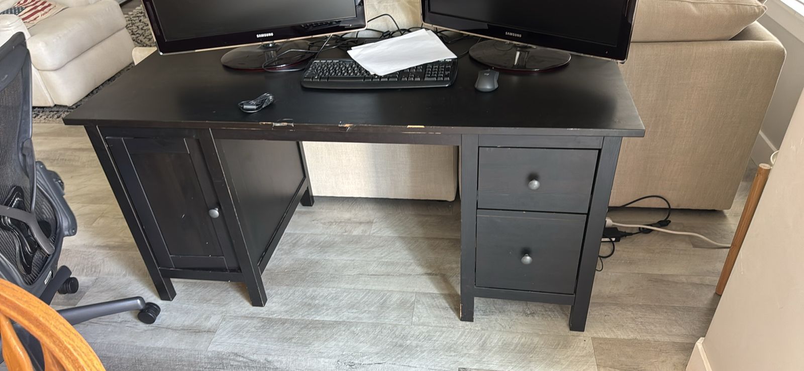 IKEA Black Hemnes Computer Desk.