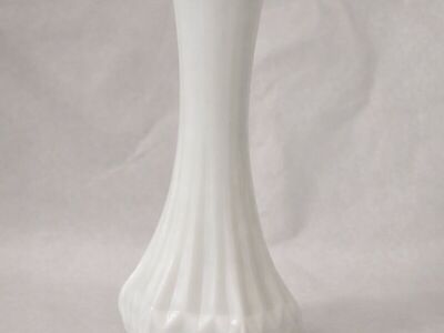 Vintage Moser Glass Hobstar Milk Glass Vase