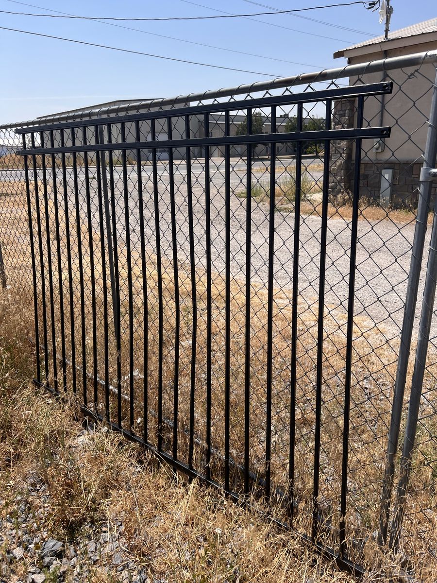 Black Metal Decorative Wrought Iron Style Fencing Panel 6’ tall 