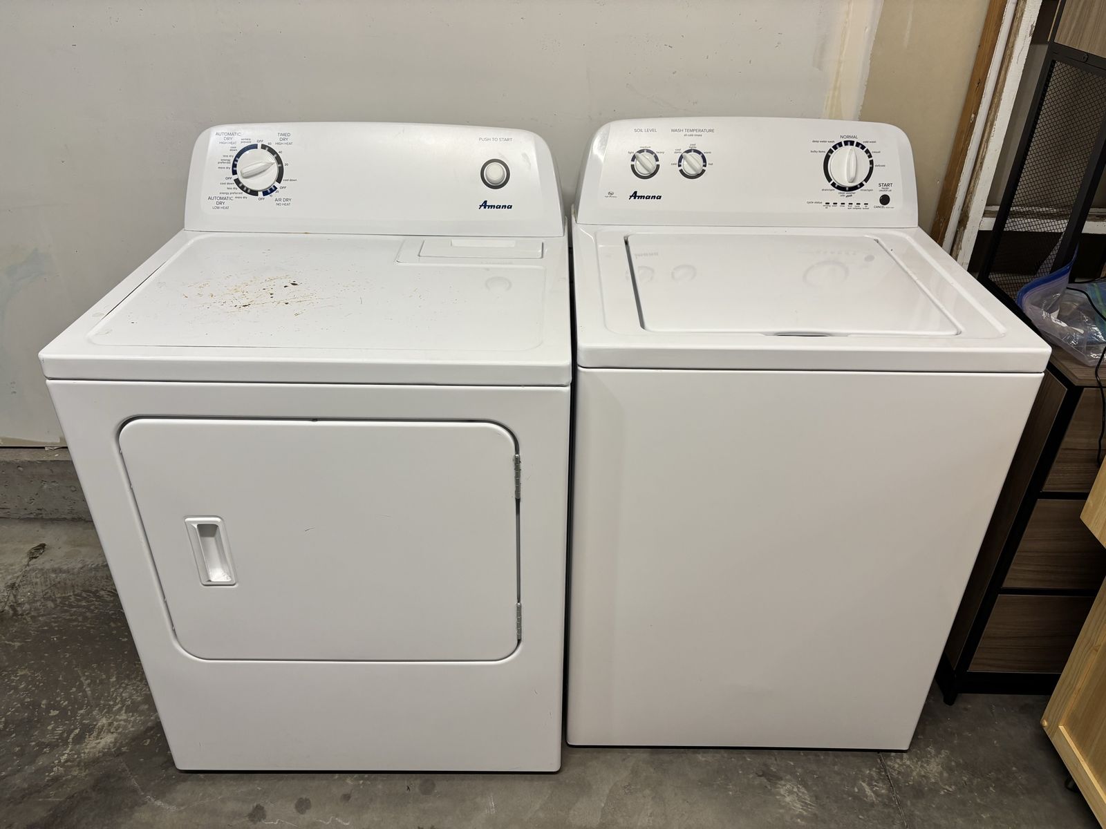 Amana Washer & Dryer Set - White Top Load Washer & Electric Dryer