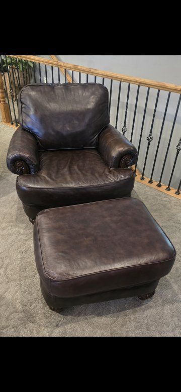 Rich leather chair with ottoman