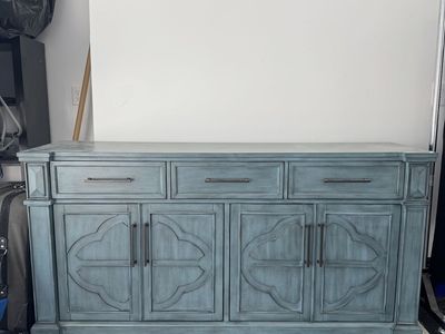 Blue Distressed 4-Door Sideboard Buffet