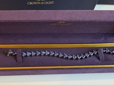 CROWN OF LIGHT Tanzanite Bracelet 15.37 CTW in Silver with 14K Gold Clasp - Trillion Cut