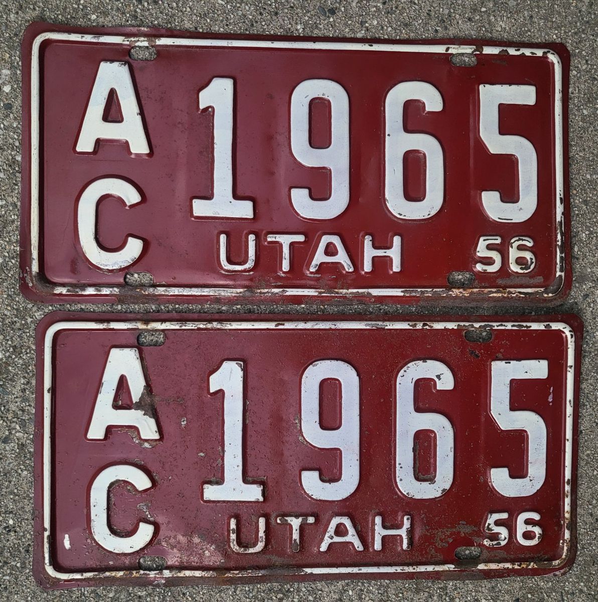 Pair of 1956 Utah license plates