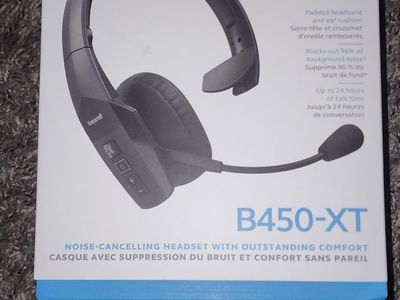 BlueParrott B450-XT Mono Bluetooth Wireless Headset with Mic & ANC, 45 Hr Battery, Black