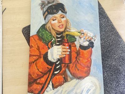 Original Hand-Painted Ski Oil Painting Canvas