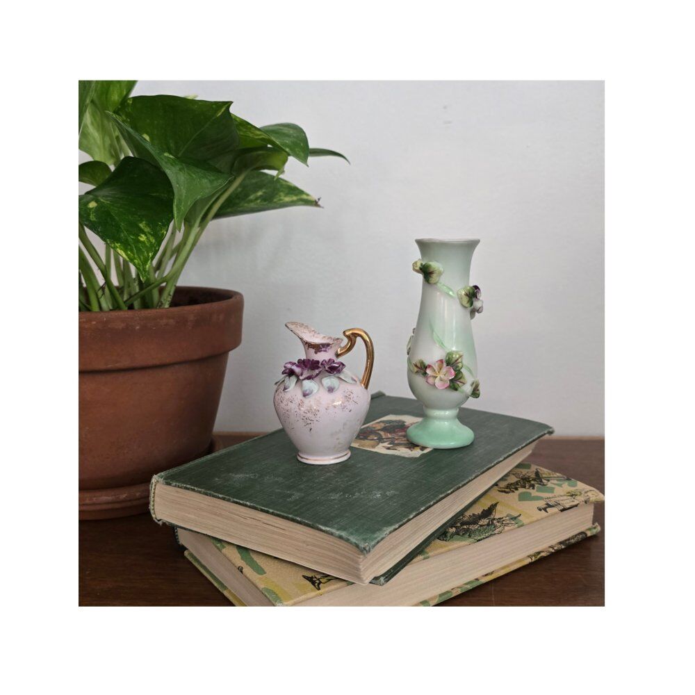 Vintage Ucagco Bud Vase + Lefton Mini Pitcher – Porcelain Set