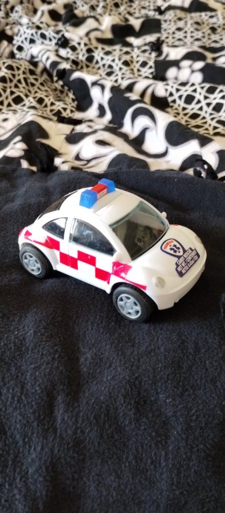White & Red Ambulance Toy Car - "Rescue" Beetle Style Vehicle