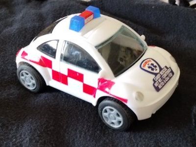 White & Red Ambulance Toy Car - "Rescue" Beetle Style Vehicle