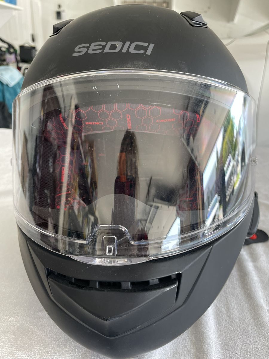 Two Sedici Matte Black Full Face Motorcycle Helmet with SENA Bluetooth