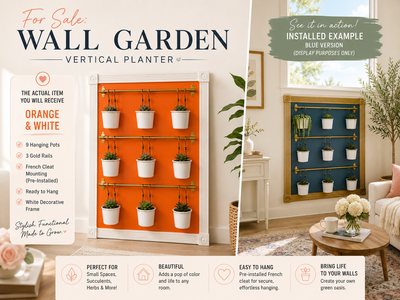Wall Garden Vertical Planter – Handmade – 9 Pot Hanging Garden
