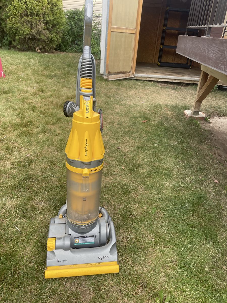 Dyson DC14 All Floors Bagless Upright Vacuum Cleaner - Yellow/Gray, Used