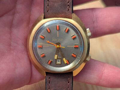 vintage jules racine watch 18kt gp wrist alarm