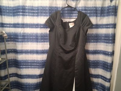 Milano Black Formal Dress XXXL - Short Sleeve, Embellished Bodice, Full Length Gown, 100% Polyester