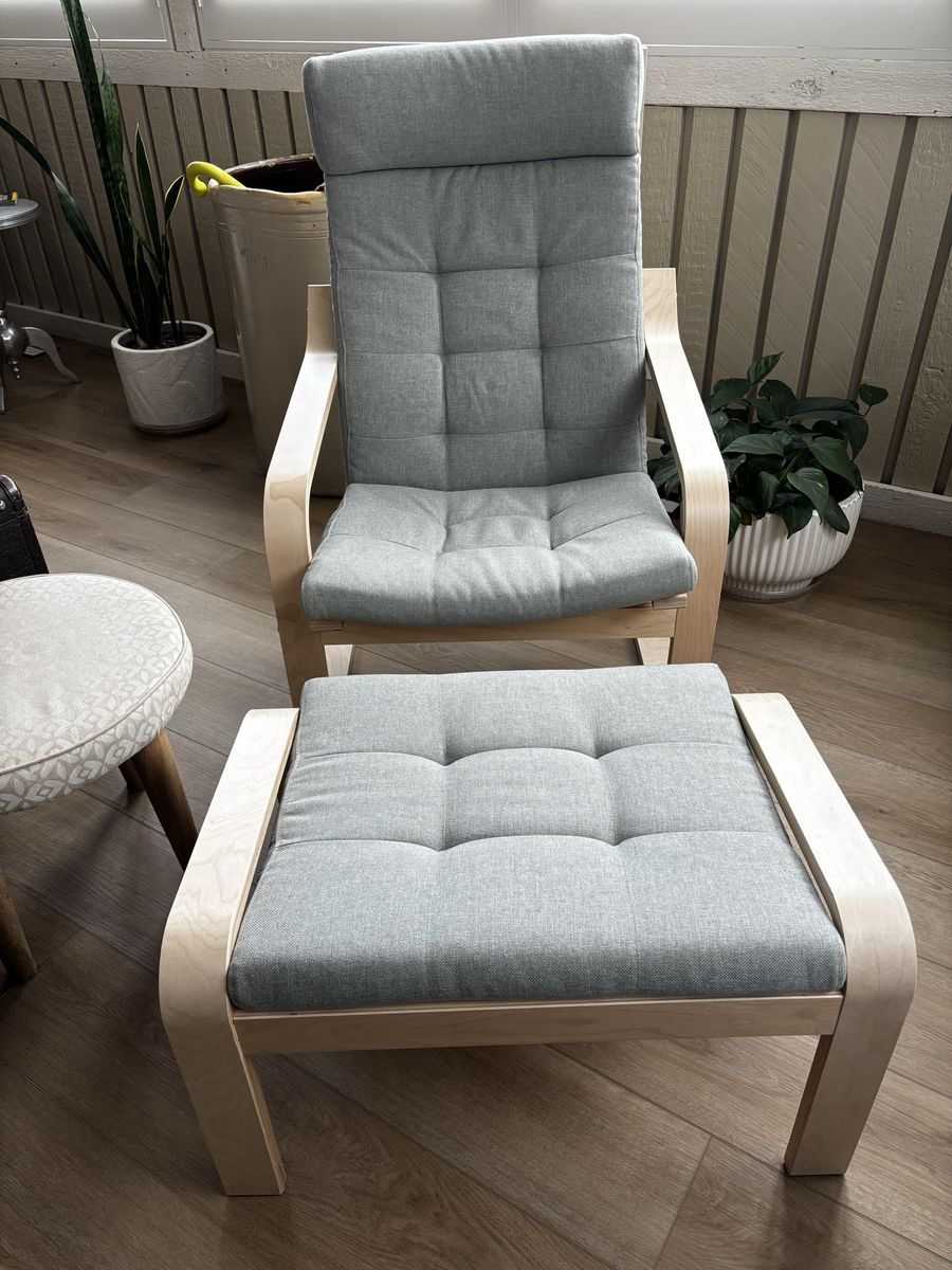 IKEA poang armchair and ottoman