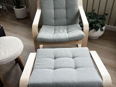 IKEA poang armchair and ottoman