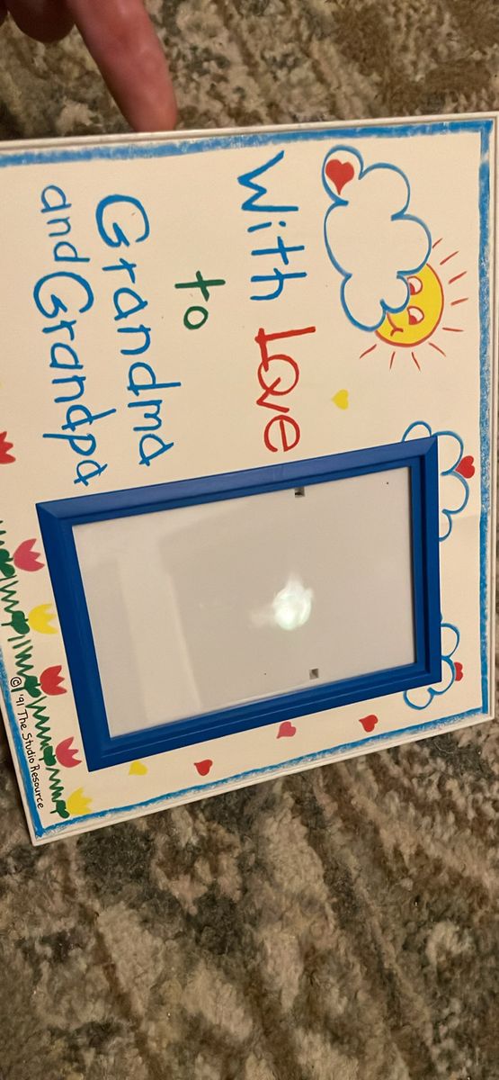 Vintage With Love To Grandma and Grandpa Picture Frame 3” x 4.5” Photo Colorful Gift