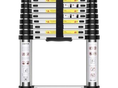 SINZUX Telescopic Ladder 3.2M/10.5FT, Aluminium Loft Ladder Extendable, Max Load 150kg/330lb, Adjustable Step, for Decorating, P