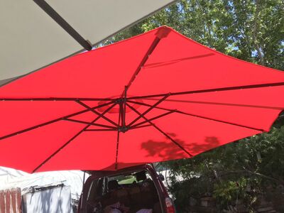 allen roth 8x8 cantilever patio umbrella with solar powered Lights