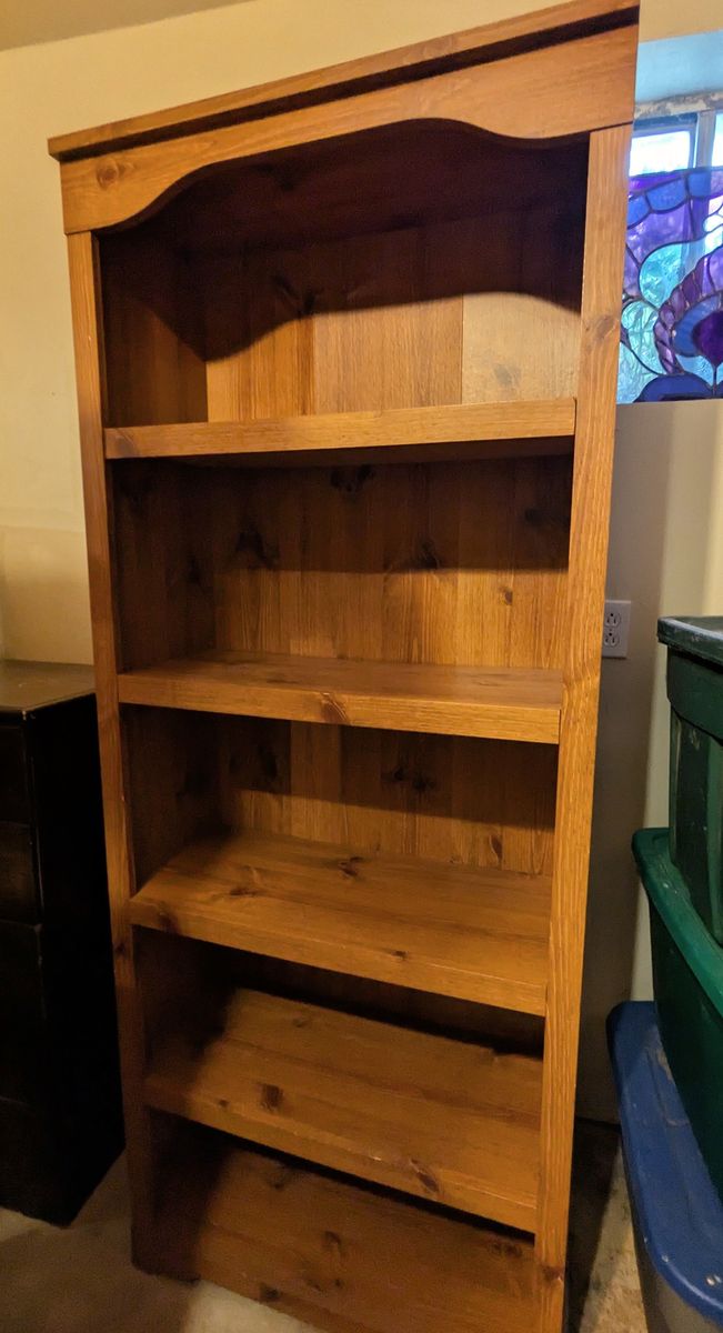 Vintage Solid Pine Bookcase - Rustic Country Style