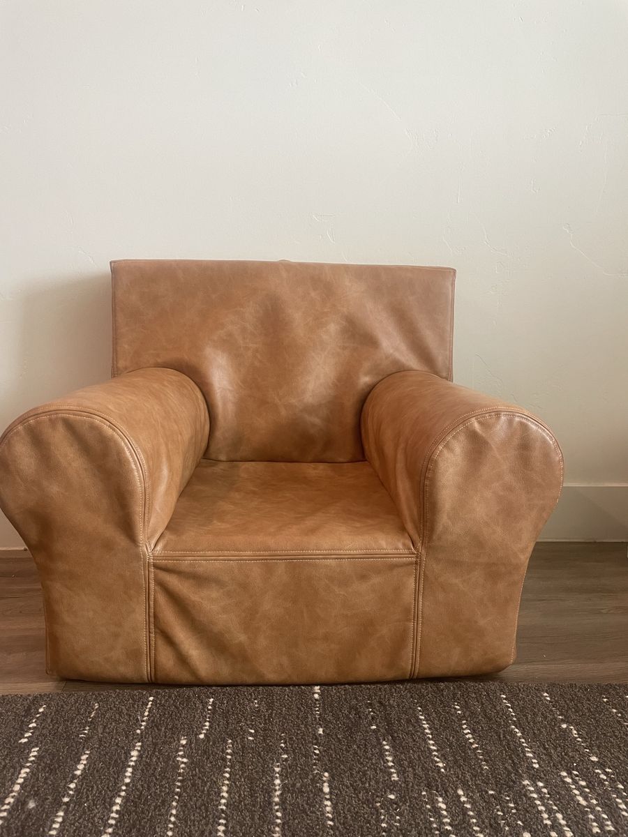 Pottery Barn Kids Anywhere Chair® – Caramel Faux Leather | Excellent Condition