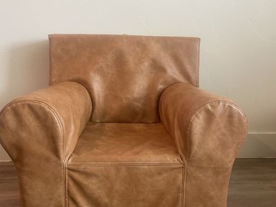 Pottery Barn Kids Anywhere Chair® – Caramel Faux Leather | Excellent Condition