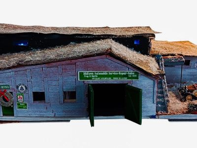Midtown Automobile Service-Repairs-Sales Model Building Diorama w/ Lights...approximately 1/32 scale