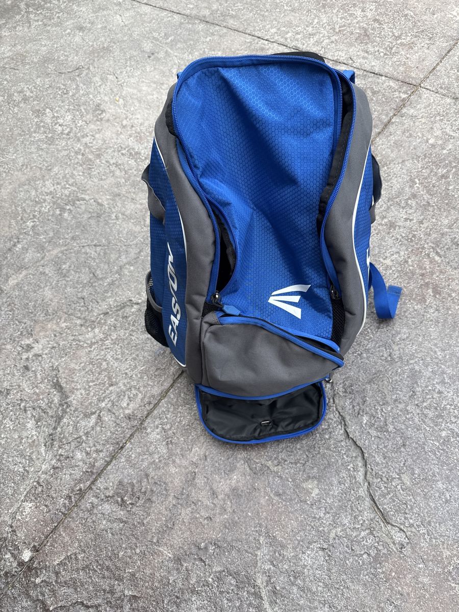 Easton Baseball Softball Bat Equipment Backpack Bag Blue/Gray w/ Shoe Cleat Compartment